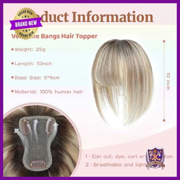 10 Inch Human Hair Topper with Fringe for Thinning Hair main image 5
